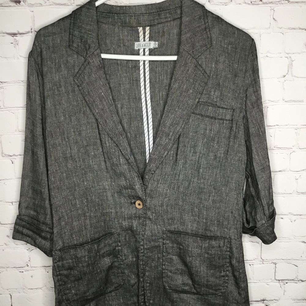 Lark & Wolff Women's Gray 3/4 Sleeve Blazer Jacket Size M